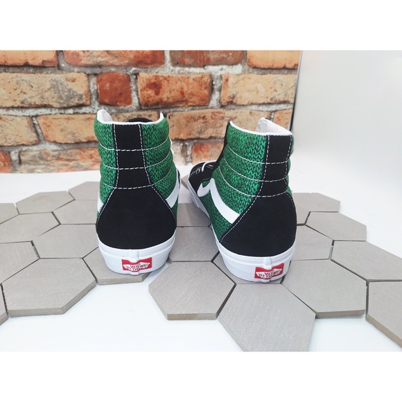 VANS Sk8-Hi Men's Hi Shoes Green Black Uggly Sweater Weather Pattern Sz 0 Rare - Picture 5 of 10